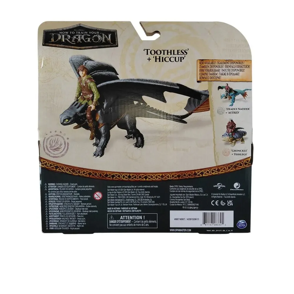 Dreamworks Dragons Toothless & Hiccup Action Figures Viking Rider Duo NIB